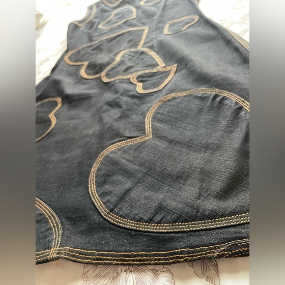 Vintage Moschino Jeans Denim Heart Patchwork Mini Dress 10 70s 80s Classic Retro - Picture 3 of 14